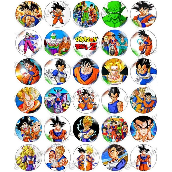30 x Dragon Ball Z Edible Rice Wafer Paper Cupcake Toppers
