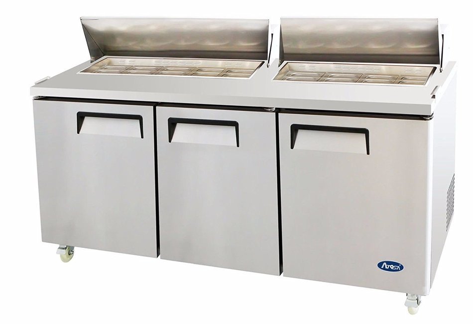 Atosa USA MSF8304 Stainless Steel Sandwich/Salad Prep Table 72-Inch Three Door Refrigerator