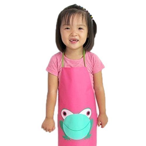 Kids Waterproof Aprons,Cartoon Frog Pattern Aprons,Let Clothes Clean N4