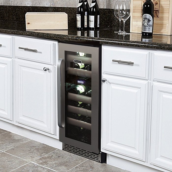Whynter BWR-171DS Elite 17-Bottle Seamless Stainless Steel Door Dual Zone Built-in Wine Refrigerator N6