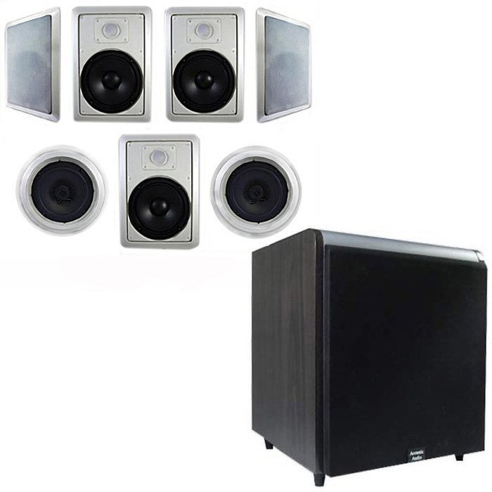 Acoustic Audio HT-87 In-Wall/Ceiling 7.1 Home Theater 8" Speakers and 10" Powered Sub HT-87-HD10B
