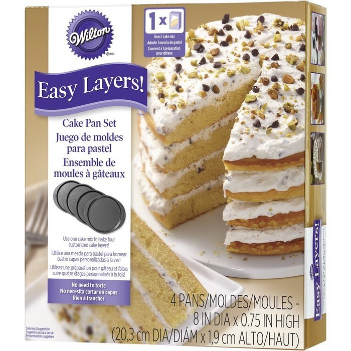 Wilton 2105-0188 4 Piece Easy Layers Round Cake Pan Set, 8" N7