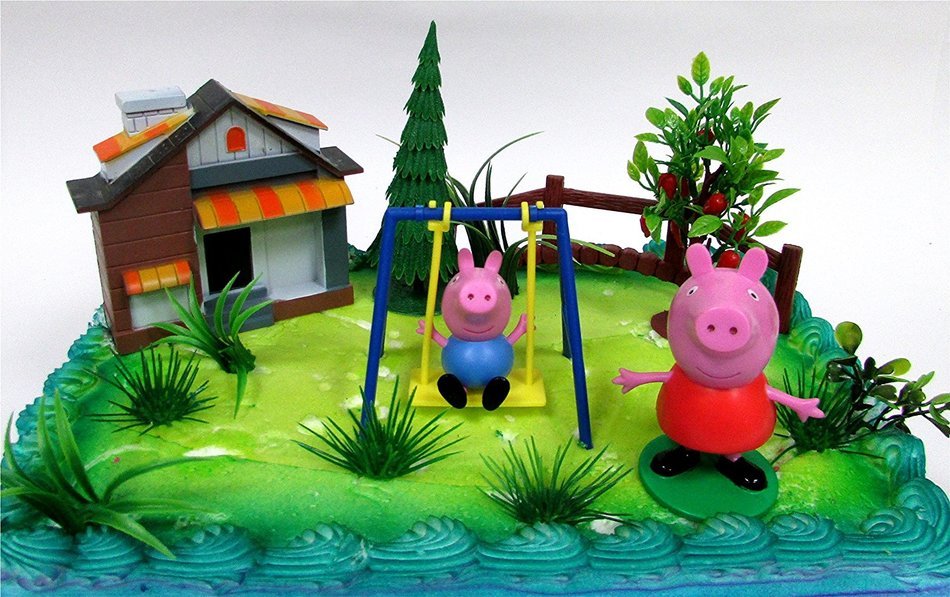 PEPPA PIG 12 Piece Birthday CAKE Topper Set, Featuring Peppa Pig and George Pig, Decorative Themed Accessories... N4