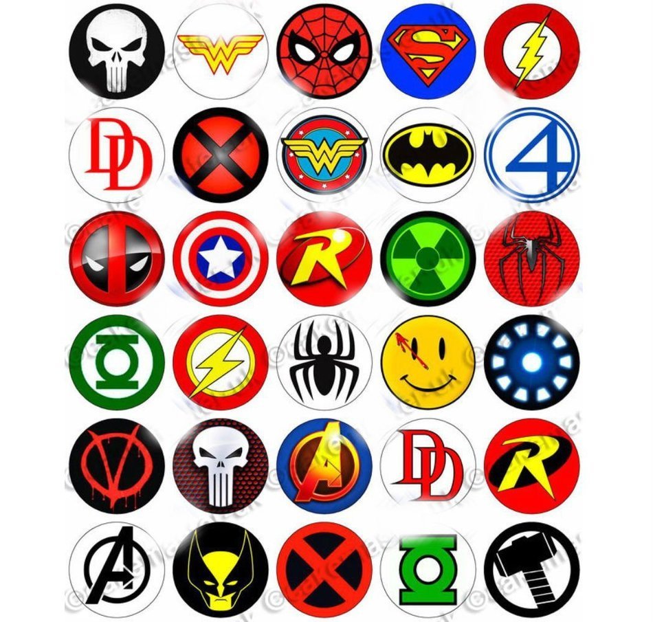 30 x superhero Party Edible Rice Wafer Paper Cupcake Toppers