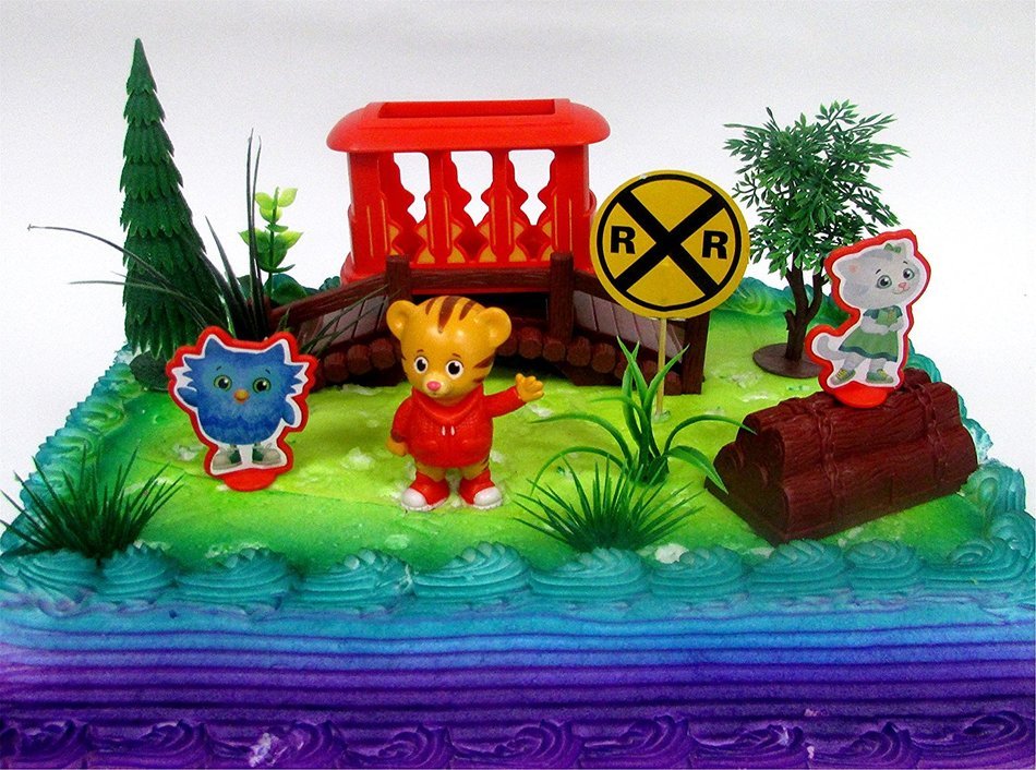 DANIEL TIGER'S NEIGHBORHOOD 10 Piece Birthday CAKE Topper Set, Featuring Daniel Tiger, Katerina Kitty Cat and... N7