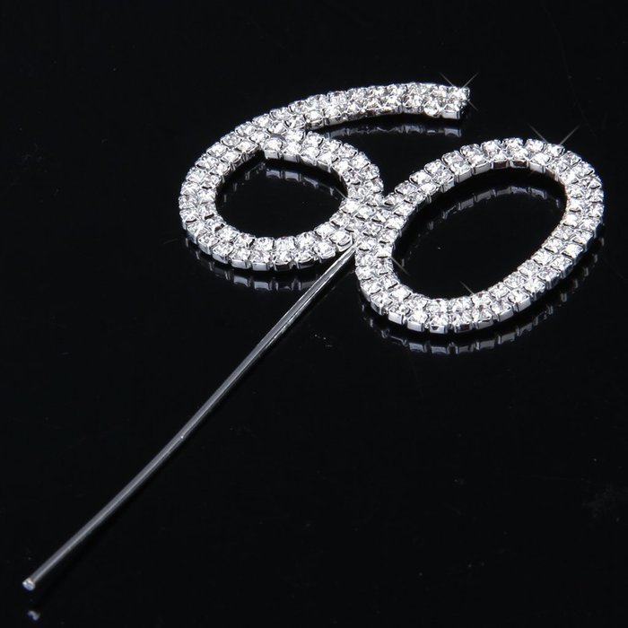 60th Anniversary Birthday Party Cake Topper w/Rhinestone N3