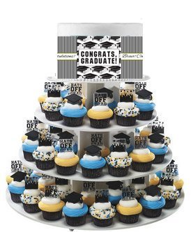 Congrats Graduation Deluxe CascadingCupcake Edible Photo & Edible Cupcake Decoration Toppers