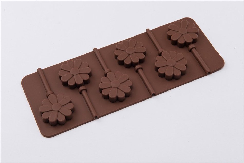 6 Cavity Sunflower Shape Lollipop Pudding Chocolate Ice Mold for Homemade DIY Products for Kids N7