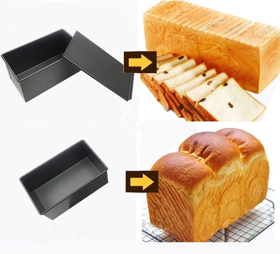 NEESHOW Carbon Steel Mold Nonstick For Cake Or Toast Making With A Lid-Black N2