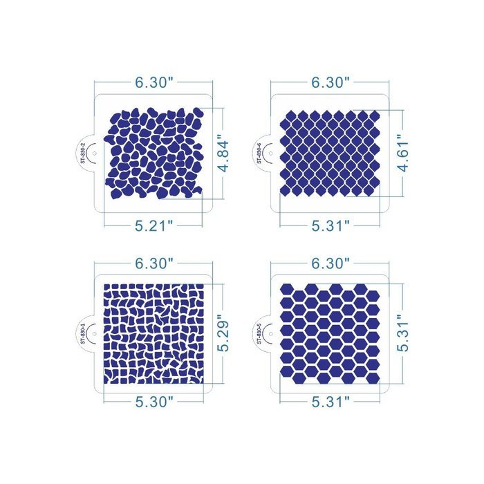 ART Kitchenware New 8pcs/set Wedding Cake Decorating Stencil Honeycomb Grain,Stone Grain Plastic Template Design... N2