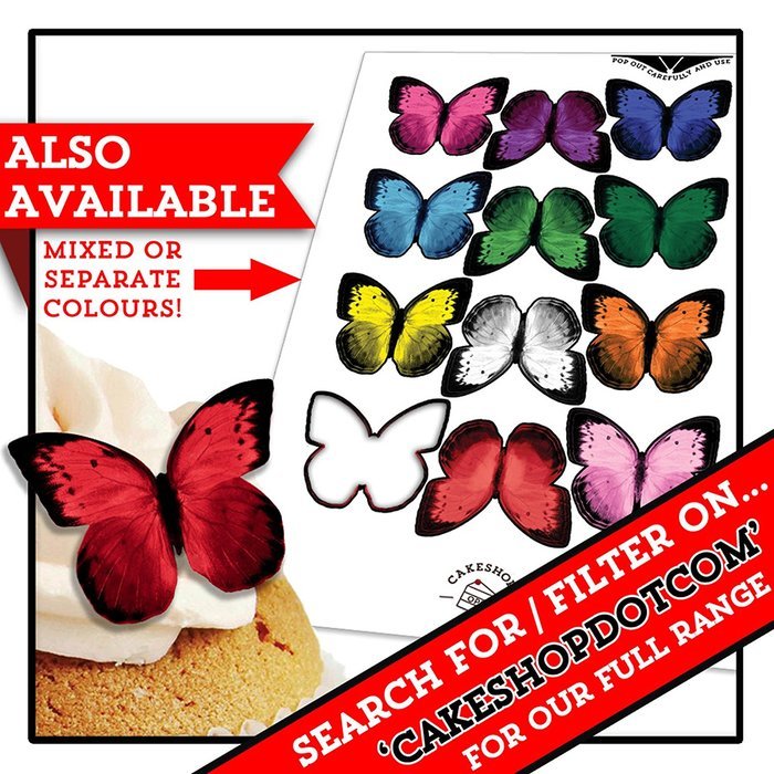 Cakeshop 12 x PRE-CUT Purple Edible Butterfly Cake Toppers N4