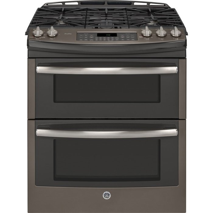 GE PGS950EEFES Profile 30" Slate Gas Slide-In Sealed Burner Double Oven Range - Convection