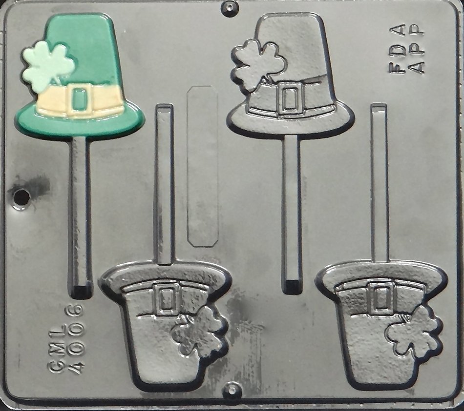 Shamrock Hat Lollipop Chocolate Candy Mold Saint Patricks Day 4006