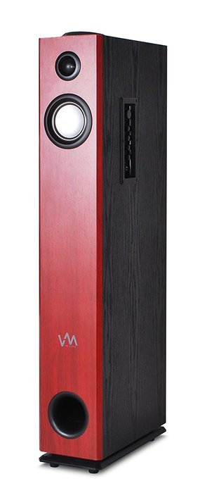 VM Audio EXAT10 Cherry/Black Floorstanding Powered Bluetooth Tower Speakers Pair
