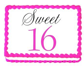 CakeSupplyShop Item#45207 Sweet 16 Edible Frosting Sheet Photo Image Cake Topper