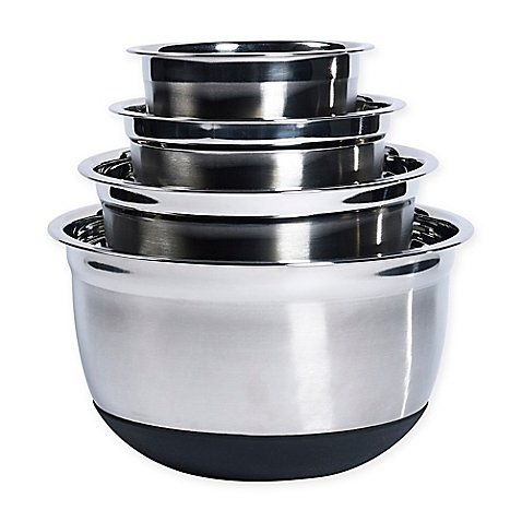 Tabletops Unlimited 4-Piece Stainless Steel Mixing Bowl Set with Silicone Base