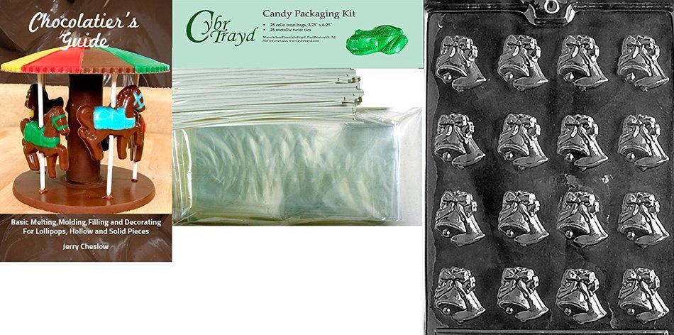 Cybrtrayd W001 Small Bells Chocolate Candy Mold with Exclusive Cybrtrayd Copyrighted Chocolate Molding Instructions N3