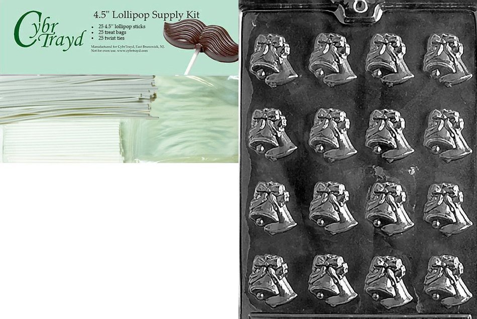 Cybrtrayd W001 Small Bells Chocolate Candy Mold with Exclusive Cybrtrayd Copyrighted Chocolate Molding Instructions N4