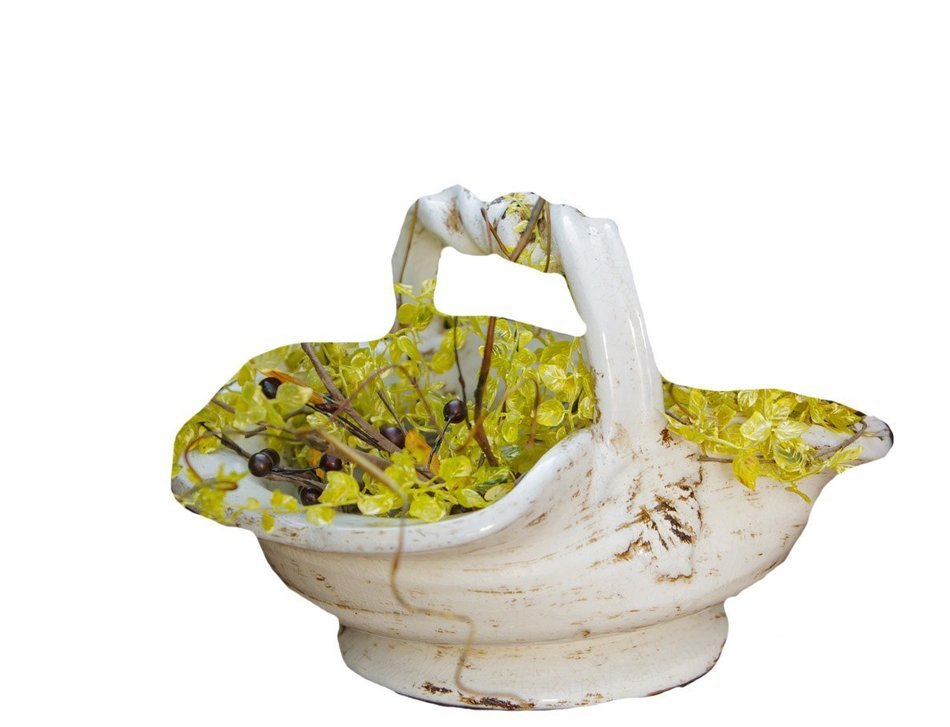 Your Hearts Delight Bowl with Scrolled Handle, 12 by 9-1/2 by 8-Inch, White N2