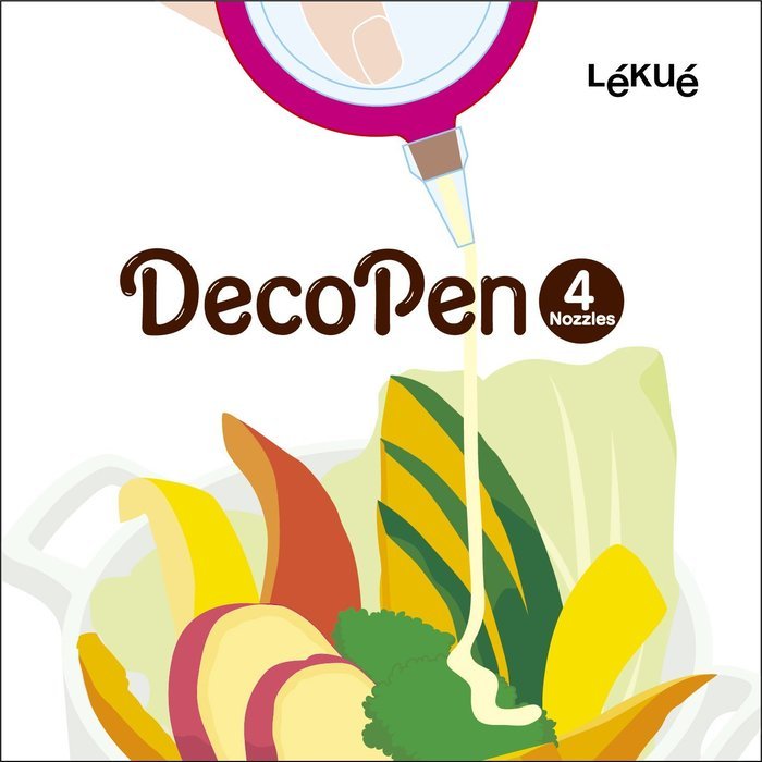Lekue Deco Pen with Nozzles, Brown, Set of 4 N6