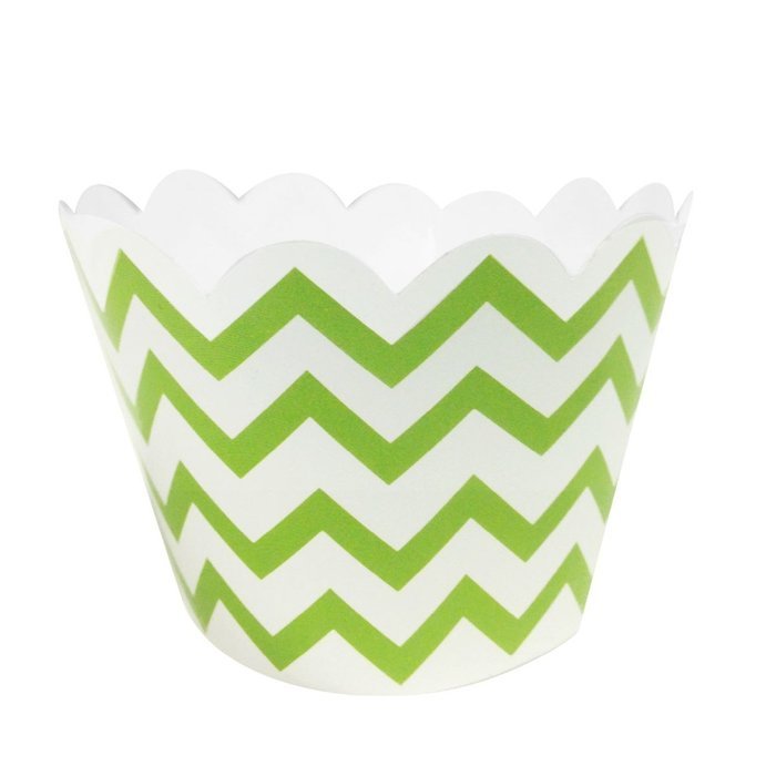 Wrapables Cupcake Wrappers, Standard, Chevron, Green, Set of 60 N3
