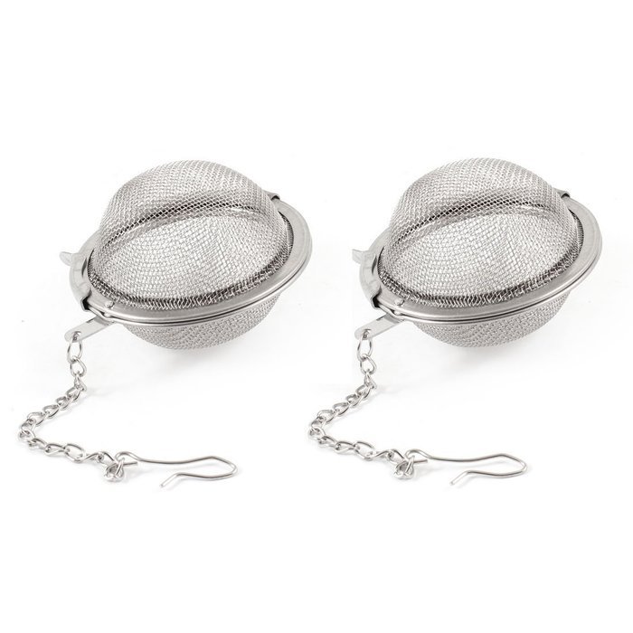 SODIAL(R) 2" Dia Stainless Steel Tea Infuser Ball Tea Strainer 2 Pcs w Chain