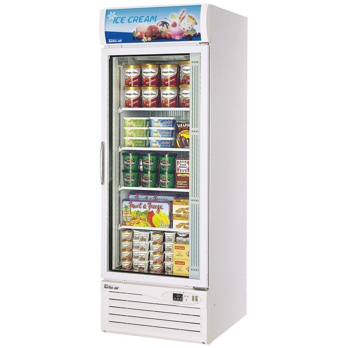 Turbo Air Reach-In Freezer Merchandiser, One-Section, 23 cu. ft., White