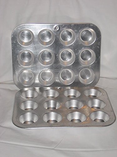 SET OF 2 - Vintage Mirro Miniature 2x1 Inch / 12 Compartment Cup Cake Muffin Aluminum Cake Baking Pan / Soap Candy...