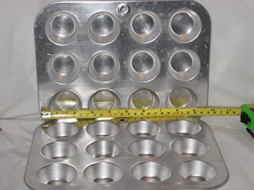 SET OF 2 - Vintage Mirro Miniature 2x1 Inch / 12 Compartment Cup Cake Muffin Aluminum Cake Baking Pan / Soap Candy... N2