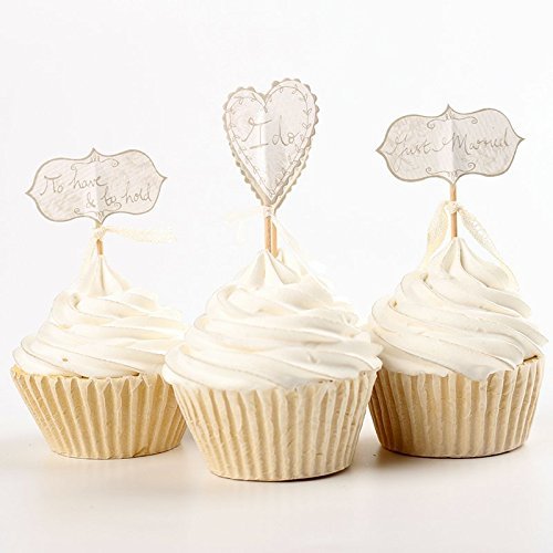 Elfun(TM) Wedding Party Cupcake Topper I Do Just Married Love To Have To Hold Cupcake Decoration -24 count