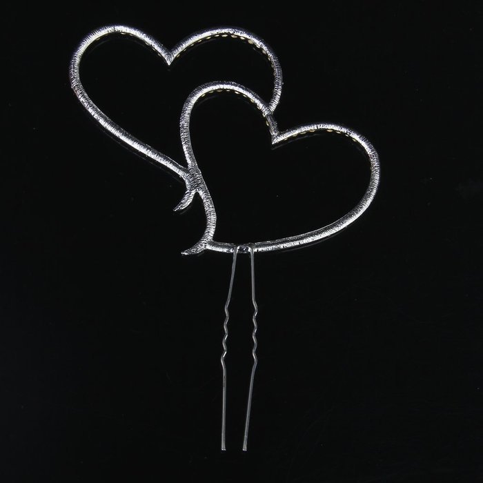 1 X Double Heart w/Rhinestone Cake Topper for Wedding, Engagement, Birthday, Party or Aniversary N2