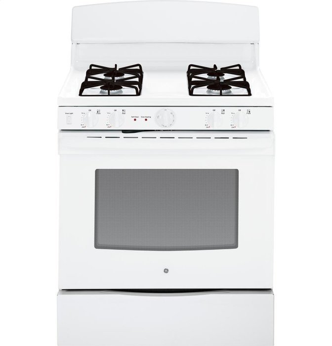 GE JGB450DEFWW 30" White Gas Sealed Burner Range - Convection N5