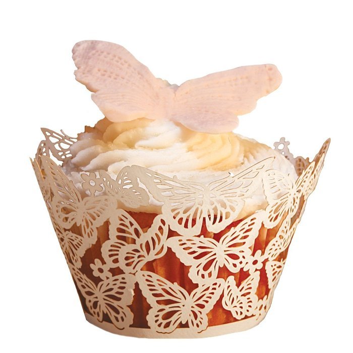 Filigree Regular Cupcake Wrapper, White, 12 pack N8