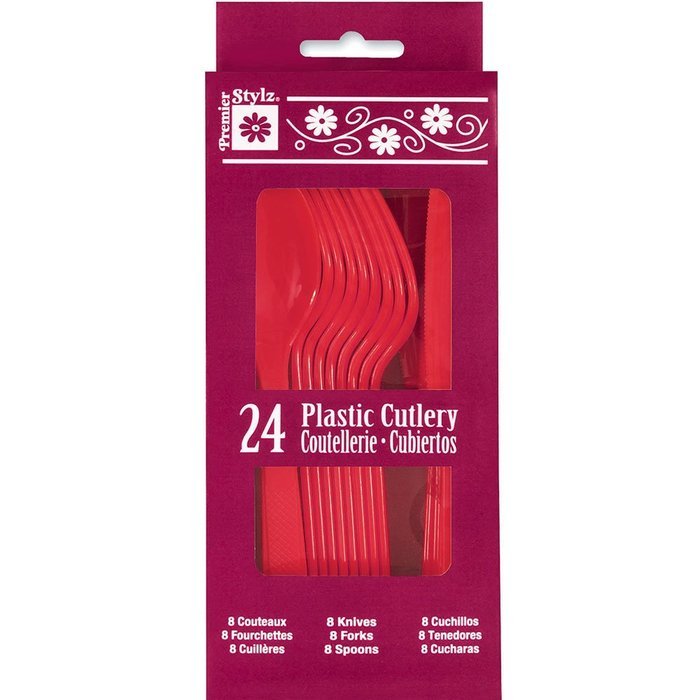 Plastic Silverware Set for 8 Guests, Yellow, 24 Pieces N13