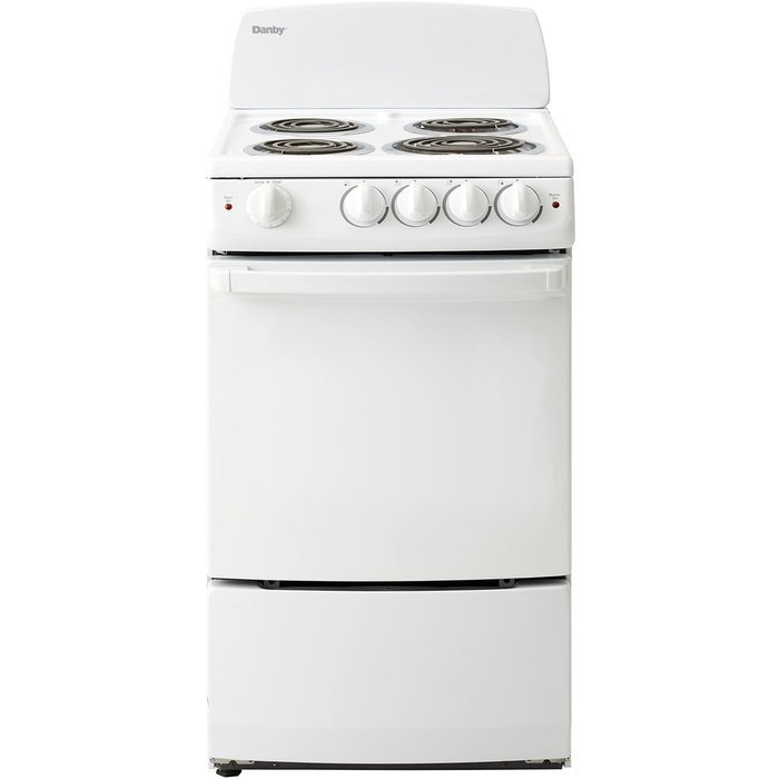 Danby DER200W 20-Inch Wide Electric Range with Coil Element Cooktop and 2.4 Cubic Feet Oven, White N2