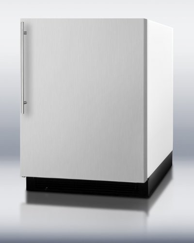Summit BI605RSSVH: Built-in refrigerator-freezer with manual defrost, white cabinet, and stainless steel door N5