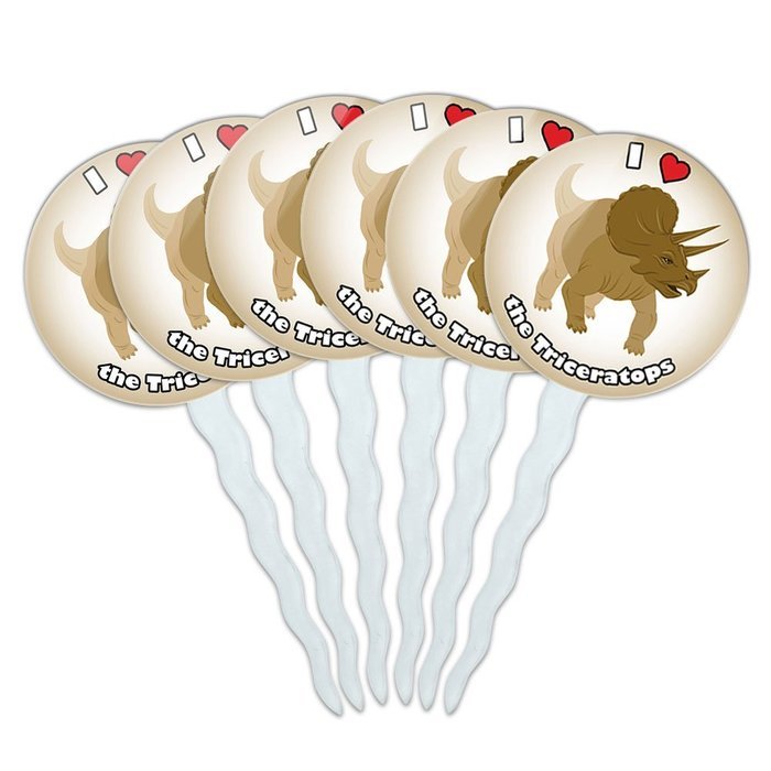 Set of 6 Cupcake Picks Toppers Decoration I Love Heart - Sloths N41