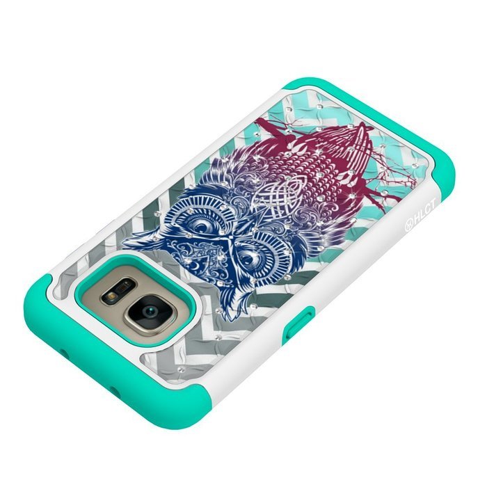 Galaxy S7 Edge Case, HLCT Rugged Shock Proof Dual-Layer Case for Samsung Galaxy S7 Edge (2016) (Green White A) N28