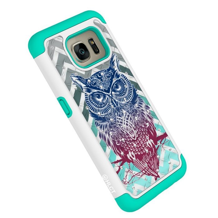 Galaxy S7 Edge Case, HLCT Rugged Shock Proof Dual-Layer Case for Samsung Galaxy S7 Edge (2016) (Green White A) N29