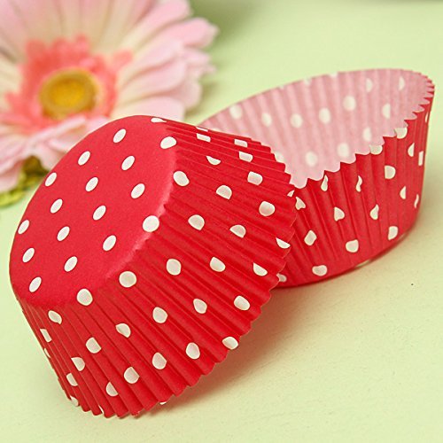 100pcs Red Polka Dot Muffin Cupcake Paper Liners Cups N4