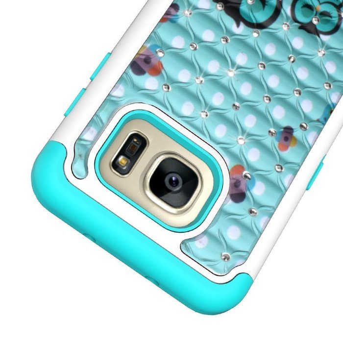 Galaxy S7 Edge Case, HLCT Rugged Shock Proof Dual-Layer Case for Samsung Galaxy S7 Edge (2016) (Green White A) N32