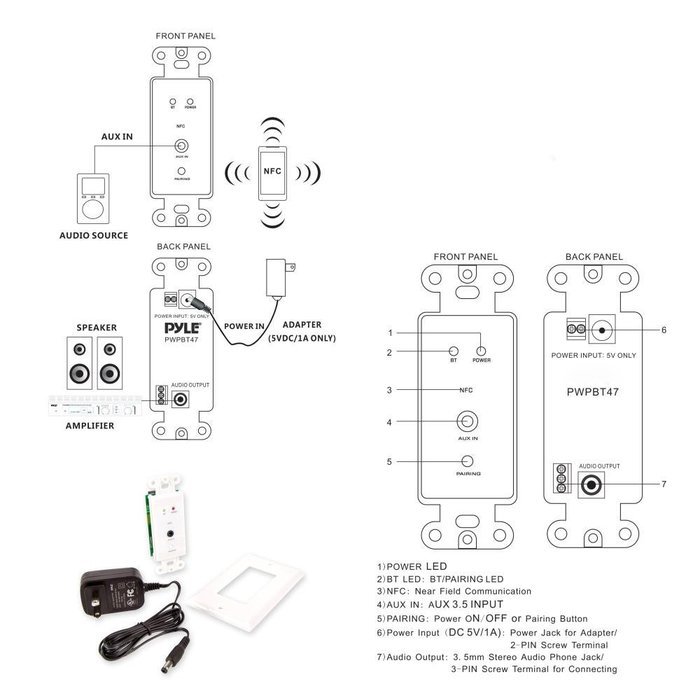 Pyle PWPBT47 In-Wall Home Theater Receiver N4