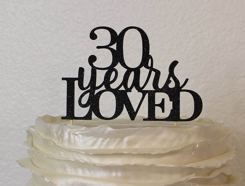 All About Details Black 30-Years-Loved Cake Topper N2