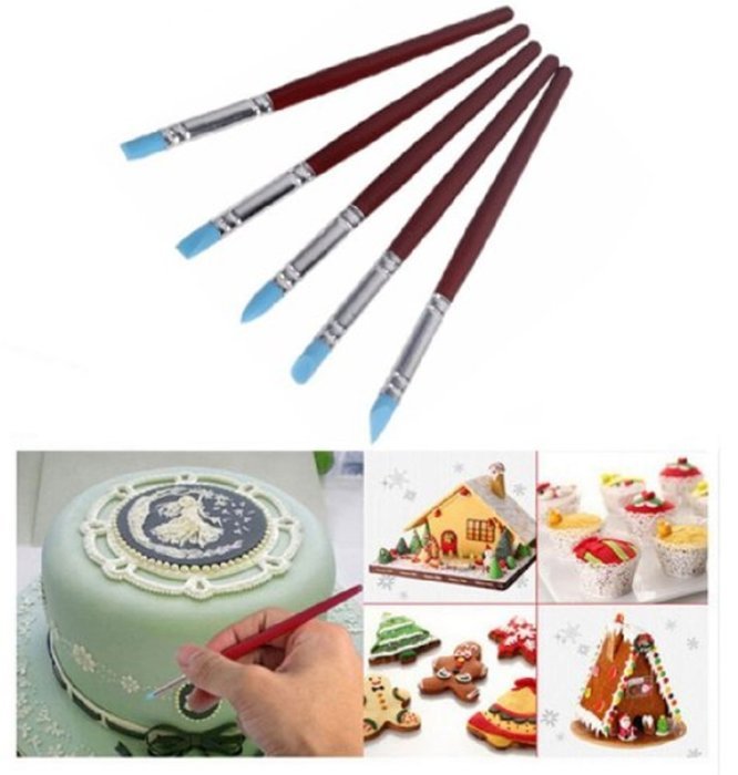 Lesirit 5 pcs Rubber Shaping Modeling Paint Brushes for Sculpture Pottery (Red) N5