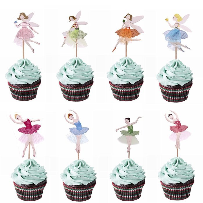 M2cbridge 48 Pack Ballerina Fairy Cupcake Toppers Cupcake Sticks Food Flags for Weddings or Parties (12 Bride+... N11