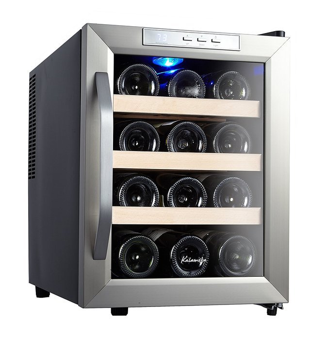 Kalamera 12 Bottle Counter Top Stainless Steel Wine Cooler Refrigerator N5