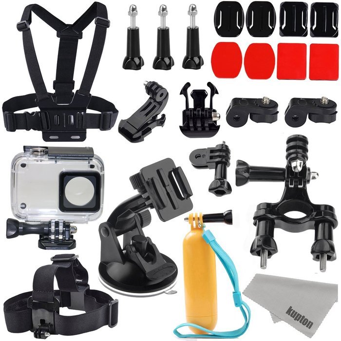 Xiaomi Yi 2/4K Accessories Kit, Kupton Xiaoyi 4K II Waterproof Housing Case+ Head Strap+ Chest Harness+ Car Suction... N3