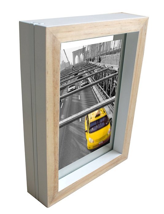 Kingwin Wood Floating Glass Photo Frame WF1107(white, 6"x8") N4