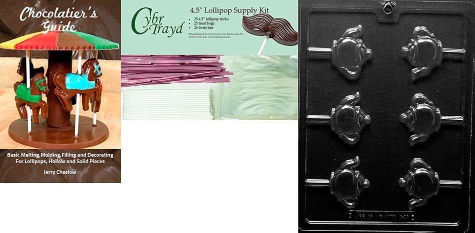 Cybrtrayd D096 Tea Pot Lolly Chocolate Candy Mold with Exclusive Cybrtrayd Copyrighted Chocolate Molding Instructions N10
