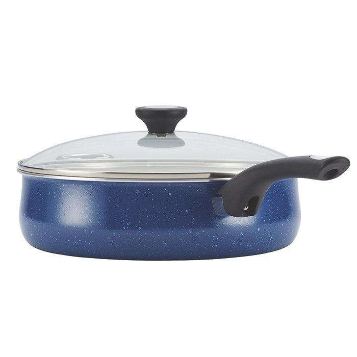 Farberware New Traditions Speckled Aluminum Nonstick 5-Quart Jumbo Cooker with Helper Handle, Blue with Black... N6